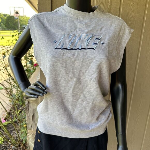Vintage Nike Sweatshirt Womens Large Gray Sleeveless Gray‎ Tag Embroidered USA - Picture 1 of 6